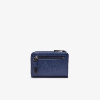 Lacoste Soft Mate Matte Full-Grain Leather Zippered Card Holder Pánské - Doplňky Tmavě Blankyt | CZ-